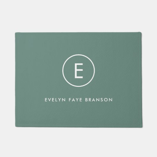 Monogram Sage Groene Minimale Eenvoudige Moderne S Deurmat (Voorkant)