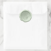 Monogram Sagegroene Waszegel 2 Initialen Script Ronde Sticker (Tas)