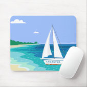 Monogram Sailboot Coastal Tropical Beach Mousepad Muismat (Met muis)