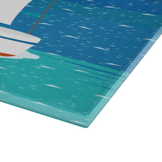 Monogram Sailboot Coastal Tropical Cutting Board Snijplank (Hoek)