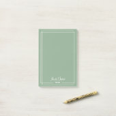 Monogram salie groen met witte randen post-it® notes (Op bureau)