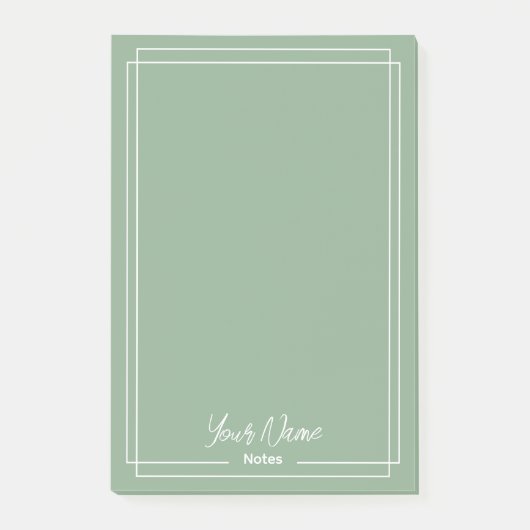 Monogram salie groen met witte randen post-it® notes (Voorkant)