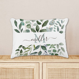 Monogram Salie Groene Eucalyptus Groene Bladeren Accent Kussen