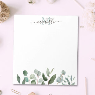Monogram Salie Groene Eucalyptus Groene Bladeren Notitieblok