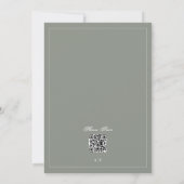Monogram Saliegroen QR Code Trouwwebsite Kaart (Achterkant)