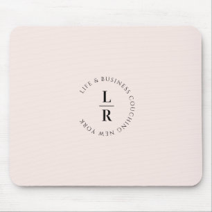 Monogram, salon, minimalistisch, licht-beige-roos muismat