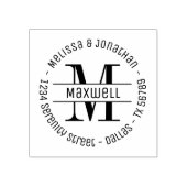 Monogram Samengestelde familie Ronde Adres Rubberstempel (Afrduk)