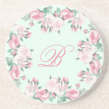 Monogram Sandstone onderzetter Floral rozen Aangep
