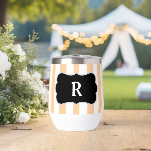 Monogram Sandy Beach Abricot Blanc Rayures de Caba (Mariage (pivoté))