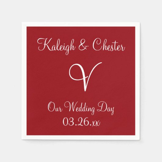 Monogram Sangria Premium Colour Coordinating Paper Servet (Voorkant)