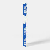 Monogram Sapphire Blue Damask-patroon iPhone Hoesje (Rechterkant)