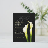 Monogram Save the Date, calla lelie briefkaarten (Staand voorkant)