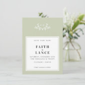 MONOGRAM SAVE THE DATE eenvoudig leuke tak lichtgr Kaart (Staand voorkant)