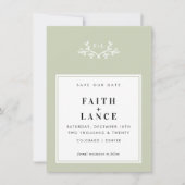 MONOGRAM SAVE THE DATE eenvoudig leuke tak lichtgr Kaart (Voorkant)