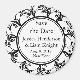 Monogram Save the Date Magnet white