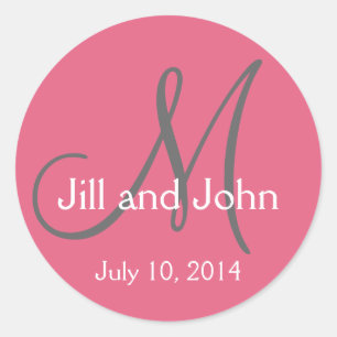 Monogram Save the Date Stickers Honeysuckle Pink