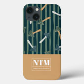 Monogram schattig klassiek paddenstoelenpatroon Gr Case-Mate iPhone Case (Achterkant)