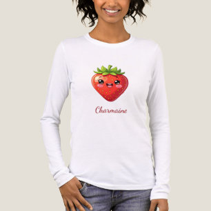 Monogram schattige aardbei kawaii Tri-Blend shirt