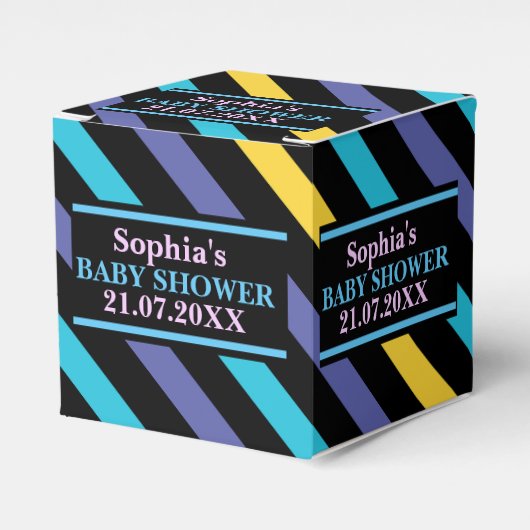 Monogram Schattige gestreepte Baby shower Favor B Bedankdoosjes (Voorkant Zijde)