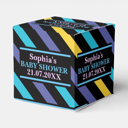 Monogram Schattige gestreepte Baby shower Favor B Bedankdoosjes (Achterkant)