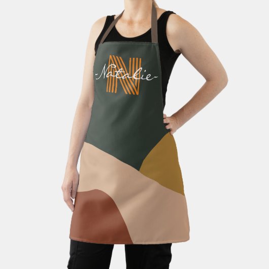 Monogram schattige kleur pallet Groen bruin en roz Schort (Insitu)