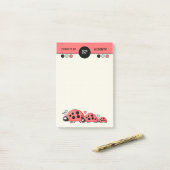 Monogram schattige ladyvogels met een naam post-it® notes (Op bureau)