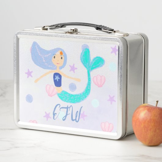 Monogram Schattige Pastel Periwinkle Zeemeermin Pr (In situ)