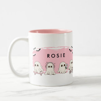 Monogram Schattigee Halloween Pink Ghosts Spooky M Tweekleurige Koffiemok