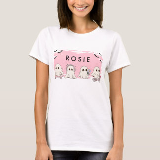 Monogram Schattigee Halloween Pink Ghosts Spooky T-shirt