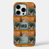 Monogram Schattigee Katten Gebreid Girly Gepersona Case-Mate iPhone Case (Achterkant)
