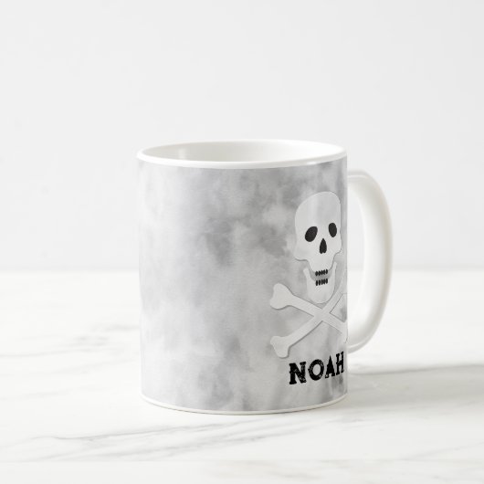 Monogram schedel en kruisbeenderen Halloween Mok (Voorkant rechts)