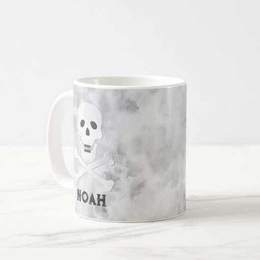 Monogram schedel en kruisbeenderen Halloween Mok (Voorkant links)