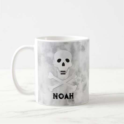 Monogram schedel en kruisbeenderen Halloween Mok (Links)