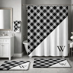 Monogram Schotse ruit Badmat