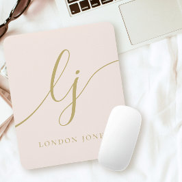Monogram Schrift Elegant Vrouwelijk Blozend Roze G Muismat