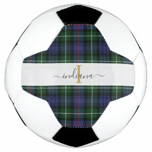 Monogram Schrift Naam Plaid Paars Groen Schotse Ru Voetbal