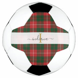Monogram Schrift Naam Plaid Rood Groen Tartan Voetbal