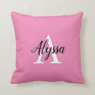 Monogram Schrift Stijlvolle Roze Worp Kussen