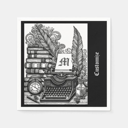 Monogram  schrijversthema servet (Voorkant)