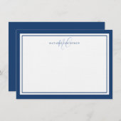 Monogram Script 2 Elegant minimalist rand Notitiekaartje (Voorkant / Achterkant)