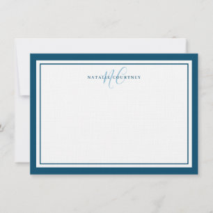 Monogram Script 2 Kader Enkelvoudig Blauwgroen Notitiekaartje