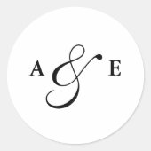 Monogram Script Ampersand Bruiloft Ronde Sticker (Voorkant)