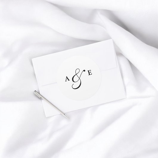 Monogram Script Ampersand Bruiloft Ronde Sticker