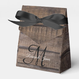 Monogram Script Barn Country Rustic Wedding Party Bedankdoosjes