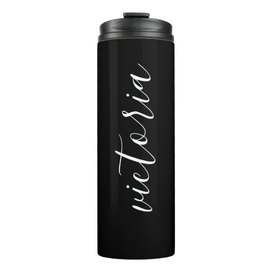 Monogram Script Black Thermal Tumbler Thermosbeker (Voorkant)