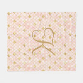 Monogram Script Blush Pink Gold Mermaid Scales Fleece Deken (Voorkant (Horizontaal))