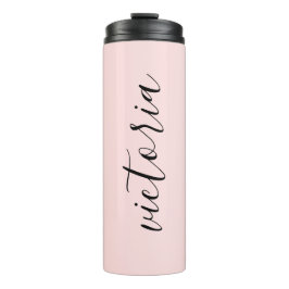 Monogram Script Blush Pink Thermal Tumbler Thermosbeker
