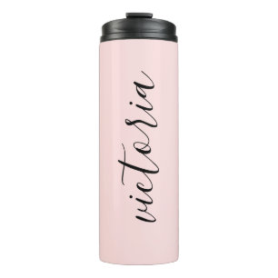 Monogram Script Blush Pink Thermal Tumbler Thermosbeker