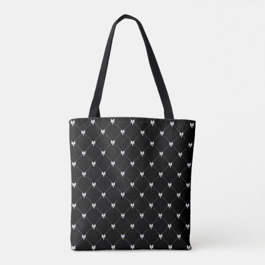 Monogram Script Bow Tote Bag – Black & White (Achterkant)