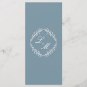 Monogram Script Branch Dusty Blue Wedding Program Menu (Voorkant)